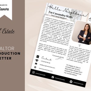 Carta de presentación del agente inmobiliario Plantilla Canva de marketing inmobiliario Tarjeta postal de bienes raíces Folleto de nuevo agente Plantilla de bienes raíces Agente inmobiliario moderno