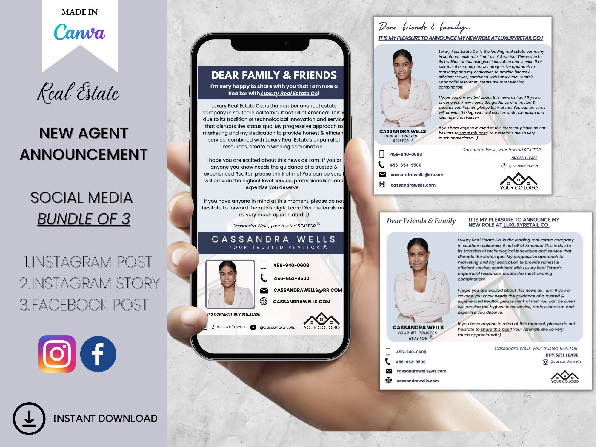 New Real Estate Agent Realtor Announcement Social Media Post Bundle