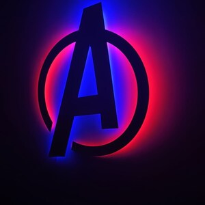 Avangers Metal Led Light , Avengers Logo Sign Led ,marvel Superhero ...