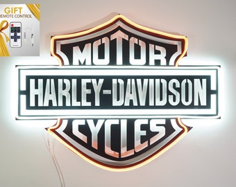 garage Sign Bar Harley Davidson Demon Custom Led Light Sign Game Room 