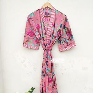 Indian Cotton Kimono, Handmade Cotton Kimono, Dressing Gown, Unisex Dressing Gown, Bridesmaid Kimono, Party Wear Kimono, Recycled Kimono