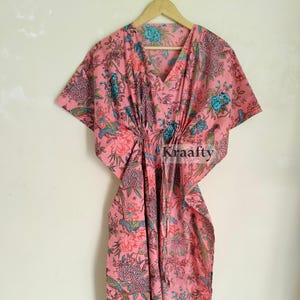 Cotton Kaftan, Soft Pure Cotton Indian Hand block Anokhi Print Kaftan, Night Gown, Cotton Dress, Maxi,Beach Wear