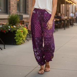 Spodnie haremowe z wiskozy patchworkowej: strój do jogi w stylu boho hippie