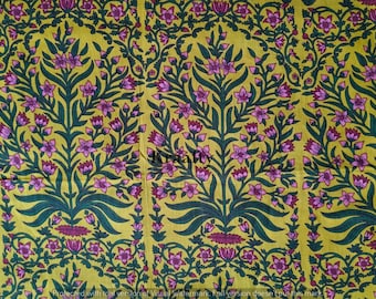 Indiase katoenen bloemenstof op maat gesneden, handzeefdruk boho-quiltkatoen