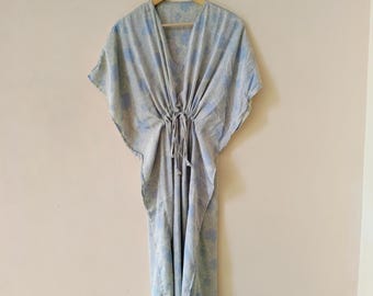 Floral Silk Sari Kaftan Women's Wear Long Silk Robe Bridesmaid Wear Wedding Dress Boho Loungewear Kaftan Dress