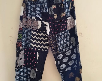 Patchwork Rayon Harem Pants: Boho Hippie Yoga Lounge Wear
