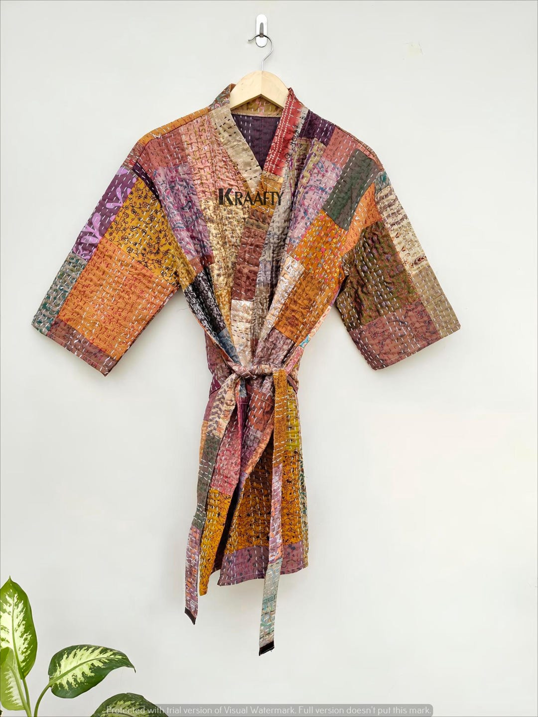 Handmade Cotton Kantha Robe: Indian Kimono Style Bath Robe - Etsy