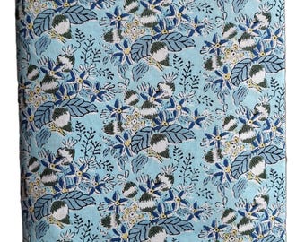Hand Block Print Floral Cotton Fabric, Indian Soft Fabric By Yard