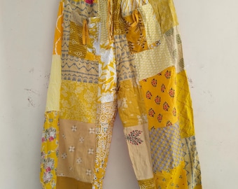 Patchwork Rayon Harem Pants: Boho Hippie Yoga Lounge Wear