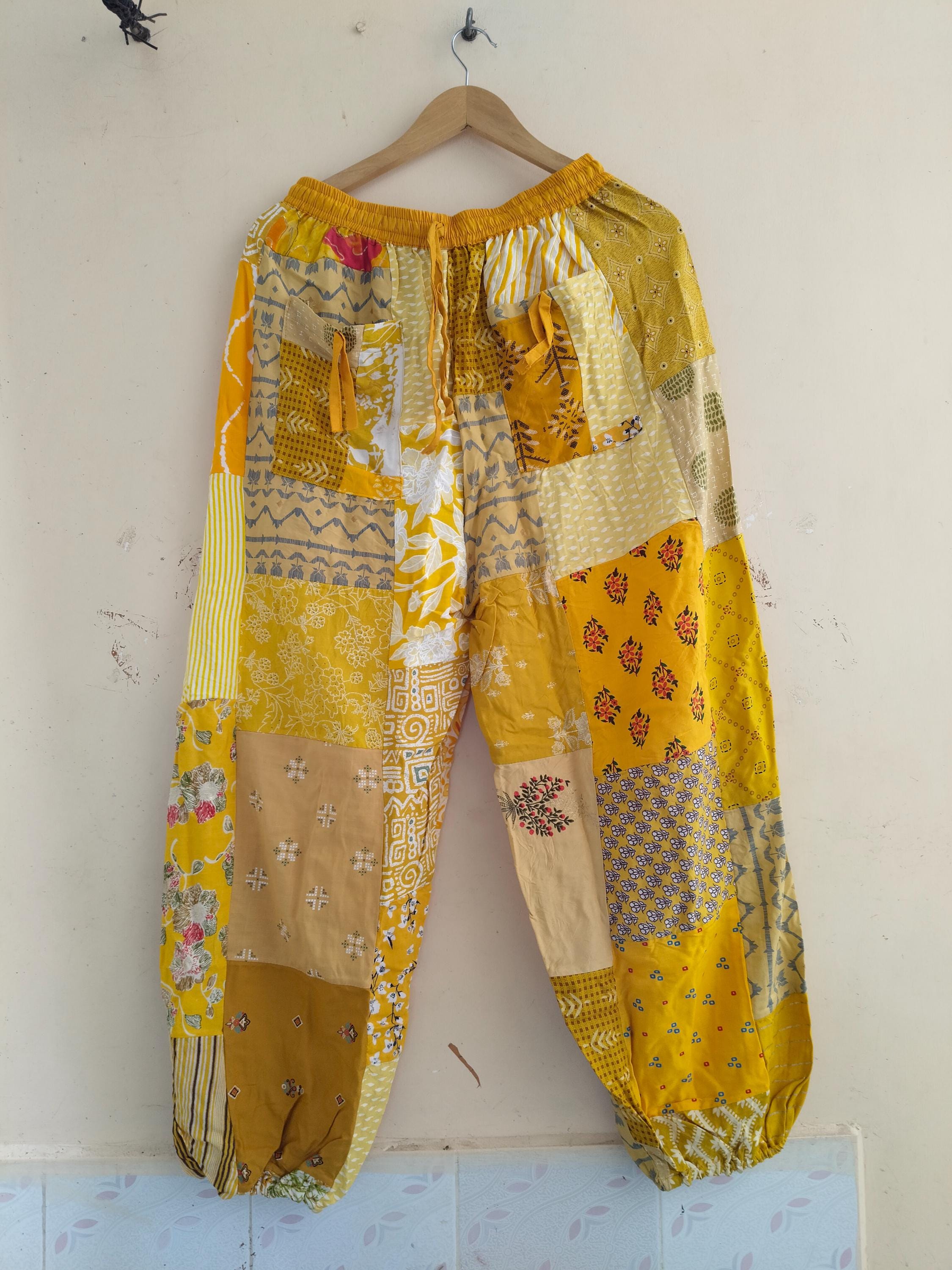 S-5XL Patchwork Baumwolle Kampfhose Hippie Boho Hose Festival