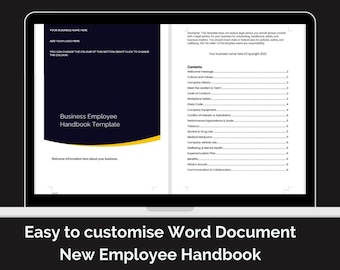 New Employee Handbook Template | MS Word Document Fully Customisable & Easy  | Onboarding | Business Templates