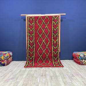 Carpet red boujaad wool Rug - Handmade Custom Rug- Handmade Rug - Berber Rug Colorful - Custom Sizes