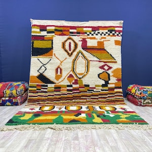 Boujaad multicolored Carpet - multicolored handmade rug - Moroccan Berber Rug - colorful design - Home Decor Area Rug
