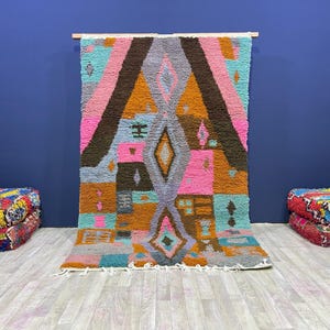 Boujaad Living Room Rug - Gorgeous Moroccan Rug - Authentic Berber Rug - Handmade Wool Custom Carpet