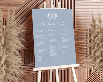 Wedding Rehearsal Reception Seating Chart 24x36