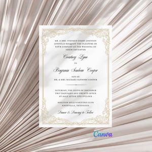 Invito a nozze vintage / Modello digitale Canva da scaricare / Antico + Vintage + Senza tempo + Classico + Elegante 5 x 7 pollici