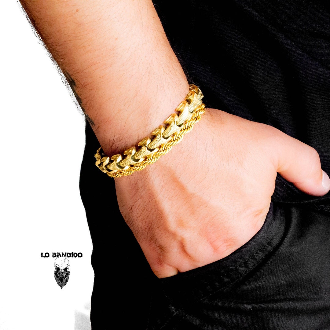 Rope gold bracelet mens Clearance