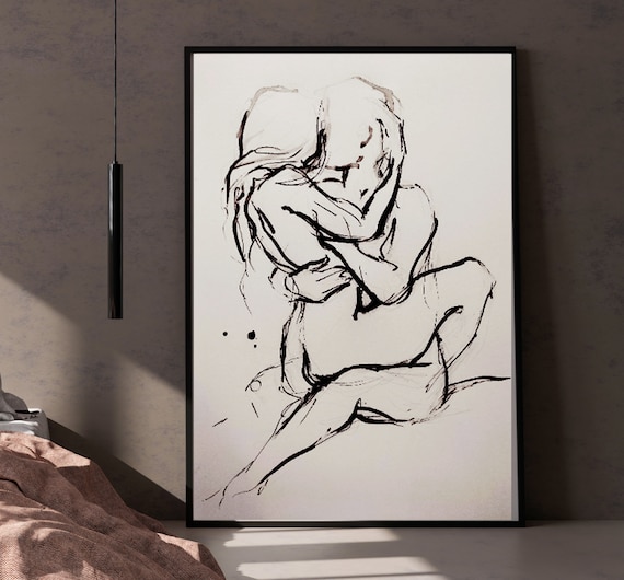 Original Erotik Akt Zeichnung Abstrakt Valentinstag