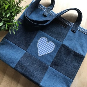 Eva large embroidered denim tote bag shop