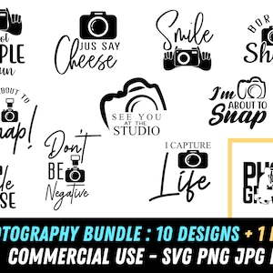 Fotografie Bundle SVG | Fotografie Design Bundle | Fotografie digitale Datei | Fotograf svg | Fotografie svg für Pod | Fotografie svg