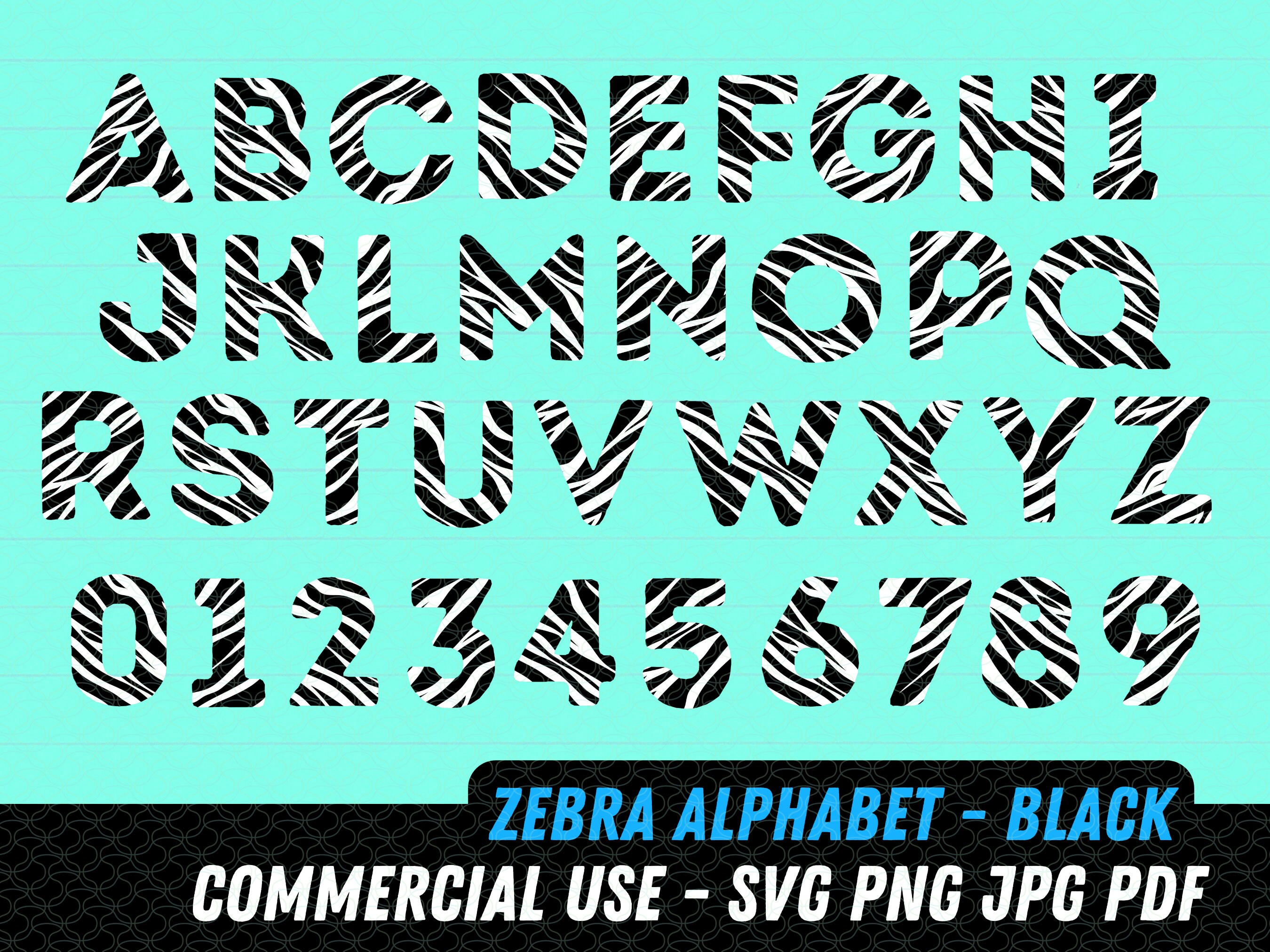 Zebra Font SVG ABC Zebra Png Zebra Alphabet Striped Letters Svg Zebra
