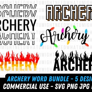 Word Archery SVG | Archery png | Digital file | Archer design | Archer svg | commercial use | Archery svg | Archery writing svg Bundle