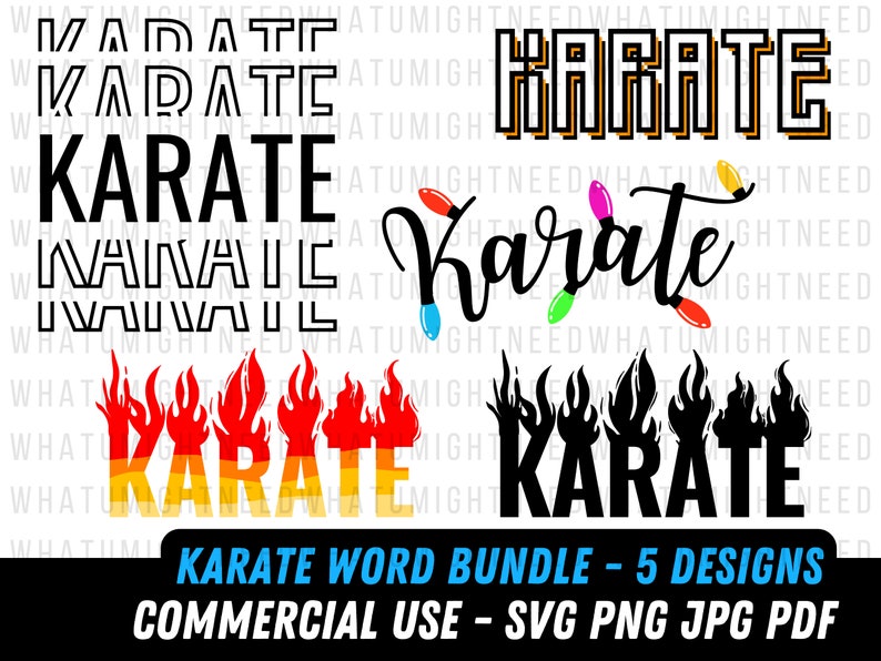 Word Karate SVG Karate Png Digital File Karateka Design Karate Fighter