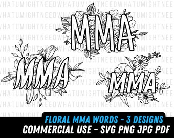 MMA bundle SVG / mma floreale png / mma fighter file digitale / Mixed Martial Arts svg / bjj coach / mma stampabile / mma bundle / Arti marziali