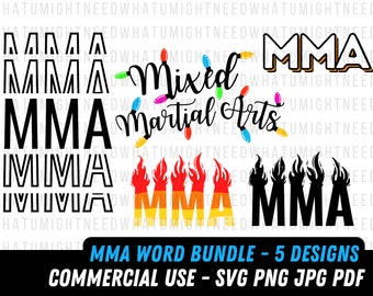 Word MMA SVG / mma png / File digitale / MMA fighter design / Mixed Martial Arts svg bundle / uso commerciale / mma svg / mma writing svg