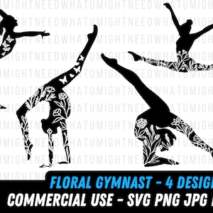 Floral Gymnastik SVG Bundle | Gymnastik svg | Turner SVG Bündel | Gymnastik Designs png | Silhouette | Schnittdatei Cricut | svg Bündel
