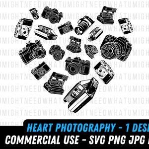Heart Photography SVG | Photography svg vector | Photographer svg | Photography png | camera svg | camera Silhouette | Heart Photography png