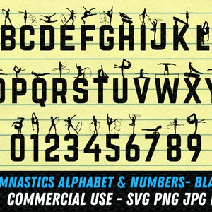 Gymnastiek lettertype SVG | ABC gymnast png | Gymnastiek alfabet | Gymnastiekbrieven svg | Turnnummers | Acrobatiek svg | Sportschool verplaatst letters