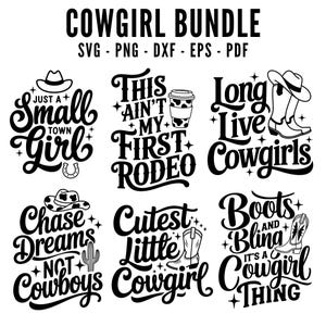 Cowgirl SVG Bundle | Cowgirl quotes png | Cowboy svg bundle | Small town girl cut files | Cowgirls design pack | Cowgirl&#39;s hat svg