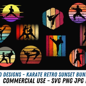 Karate bundle SVG | Karate retro sunset png | Karate digital file | Martial Arts svg | Fight design | Karate printable | PNG | Karate bundle