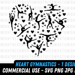 Hartgymnastiek SVG | Gymnastiek svg | Gym vector | Gymnast svg | Gymnastiek png | Sportschool svg | Gymnast Silhouet | Hart Gymnastiek png