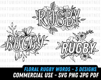 Rugby bundle SVG | Rugby floral png | Rugby player digital file | Rugby svg | Rugby coach | Floral Rugby printable | Rugby bundle