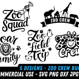 Zoo Crew SVG Bundle | Zoo Squad bundle | Zoo digital file | Animals svg | Zoo svg for Cricut | Field trip svg |Funny sayings Zoo DXF