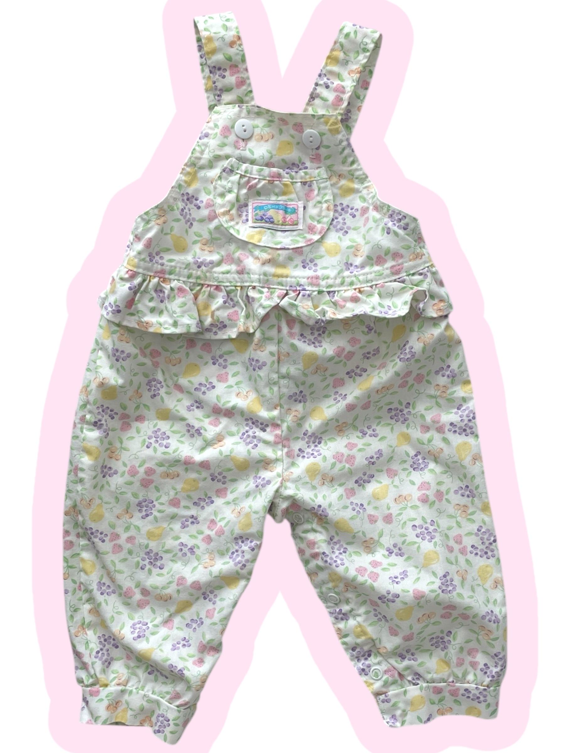 Vintage OshKosh B'gosh Girls Pink Floral Overall Dress Size 6 Made