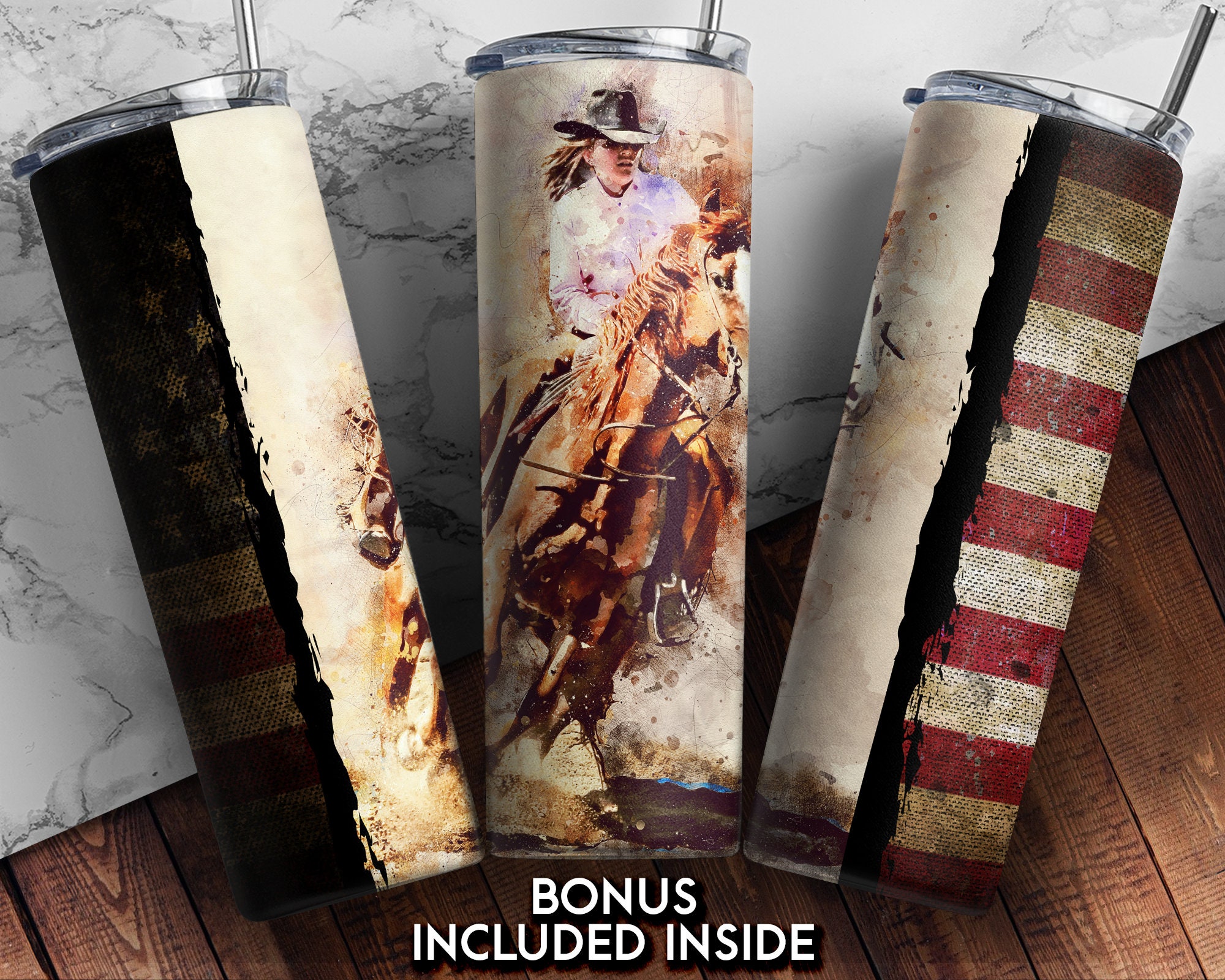 20 Oz Skinny Tumbler Wrap Cowgirl Rodeo Design Png Files Tapered ...