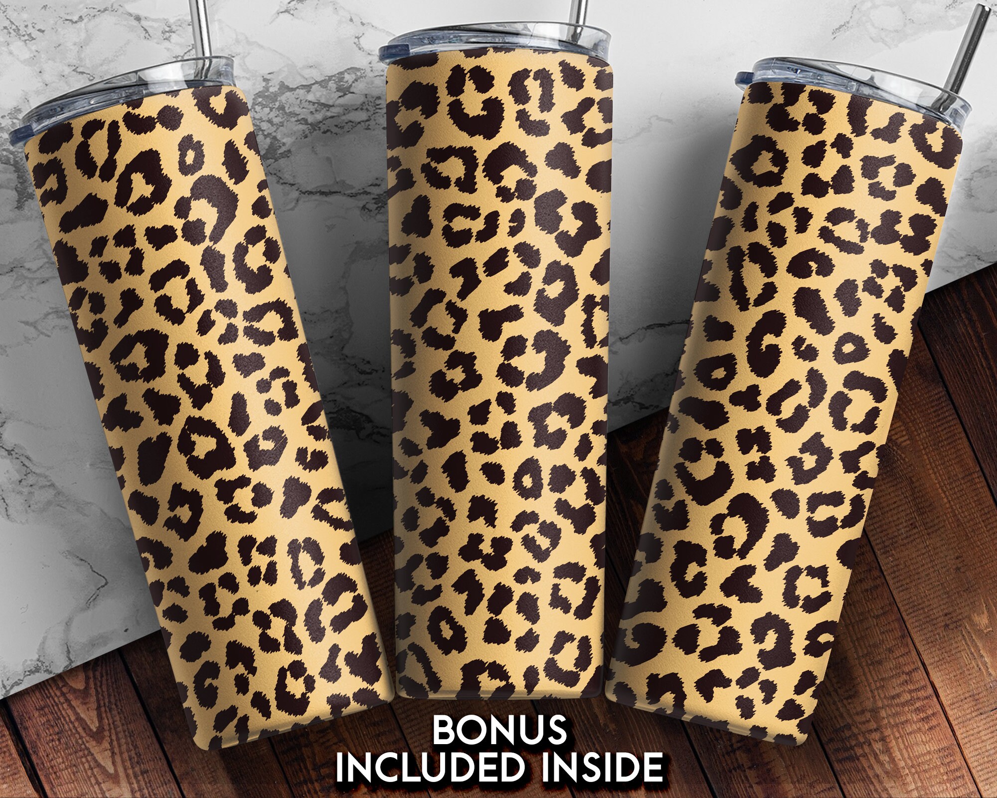 20 Oz Leopard Skinny Tumbler Design - Straight & Tapered Sublimation ...