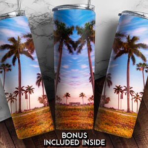 20 Oz Skinny tumbler wrap Palm summer beach design png files tapered straight template digital download sublimation graphic instant download