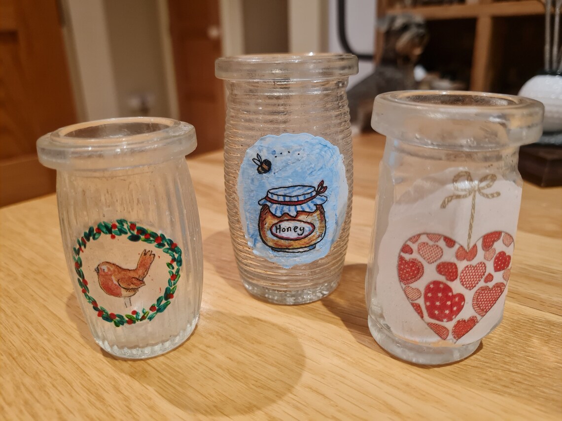 Three Vintage Upcycled Fish Paste Jars Shippams Etsy