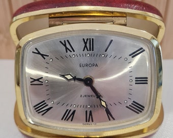 Vintage Europa travel alarm clock, 1960's. Vintage clock in Working order.