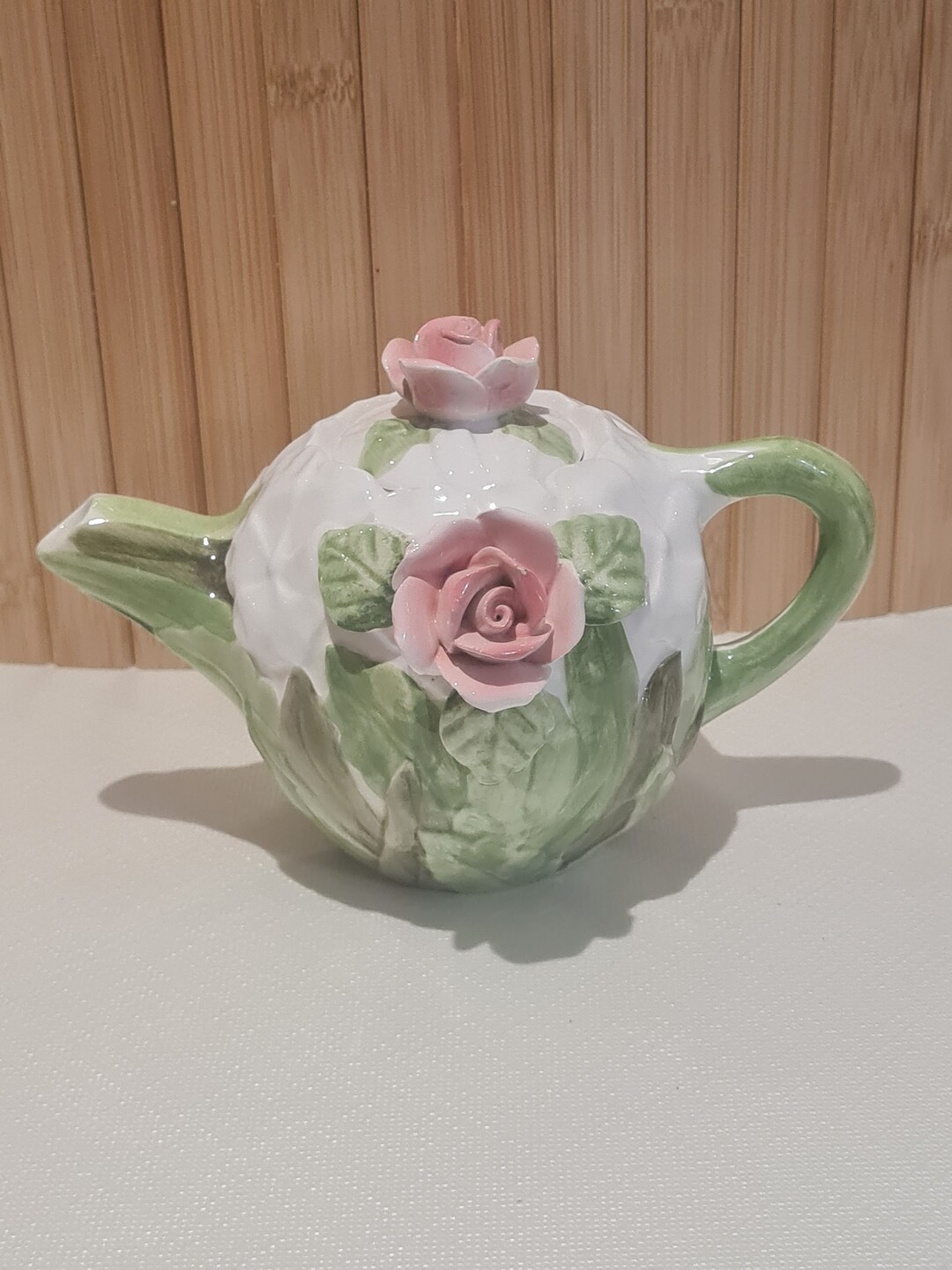 Capodimonte Style Teapot Featuring Lovely Pink Roses Etsy