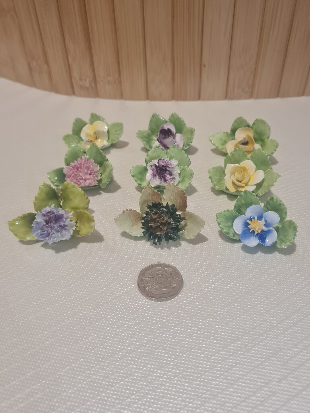 A Set of 9 Royal Adderley Floral Bone China Name Card Holders Etsy
