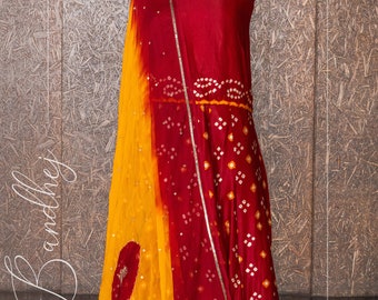 Chaniya Choli per Navratri - Bandhej Lehenga Choli con lavoro manuale Dupatta / Festivo pronto da indossare / Navratri Lehenga Choli