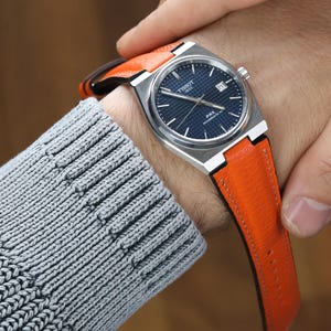 Handmade Orange Calfskin Leather Strap for Tissot PRX