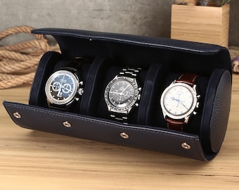 Travel Watch Roll, Real Leather Watch Roll for 3, Natural Leather Travel Watch Case, Leather Watch Box