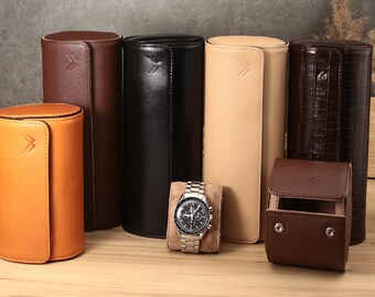 Leder Uhrenhalter für 3 / Leder Uhrenrolle / Leder Uhrenbox für 3