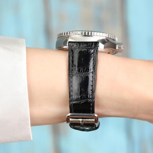 Black Handcrafted Calfskin Leather Watch Strap / Premium Quality Watch Strap / 20 mm Watch Strap / 19 mm strap / Black Watch Strap